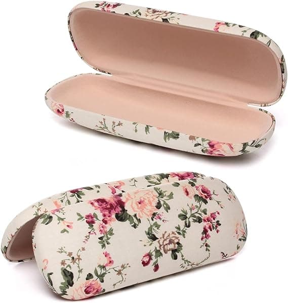 2 stk. Beige+sort brilleetui hard shell til mænd, kvinder, børn -