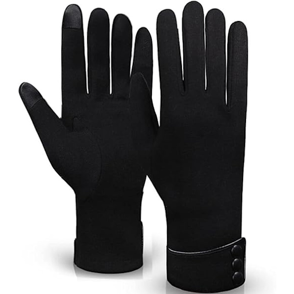 Khaki-farvede vinterhandsker til kvinder, touch screen, vindafvisende L