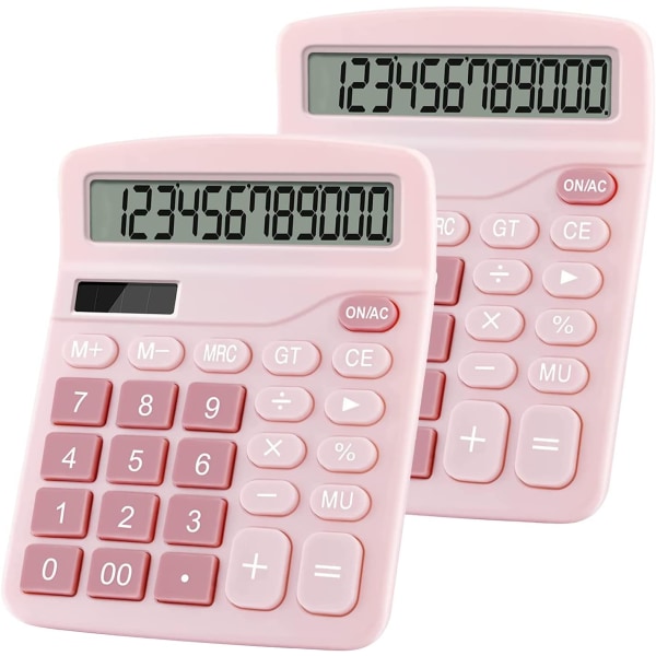 Lyserød 12-cifret Scientific Solar Calculator Financial Desktop