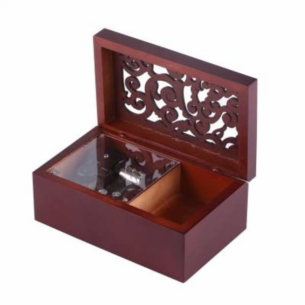 1 st miniatyr solid trä musikbox, 18 toner, smyckeskrin