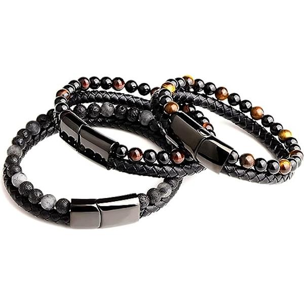 Ekte skinn blå stein 21cm original herre armbånd laget av 6