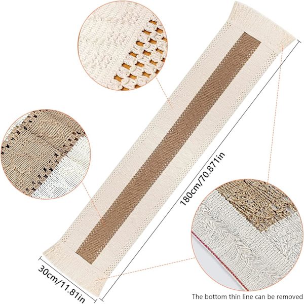 1 st 30 × 180 cm (Khaki) Bomull Linne Bordslöpare, Khaki Boho Cro