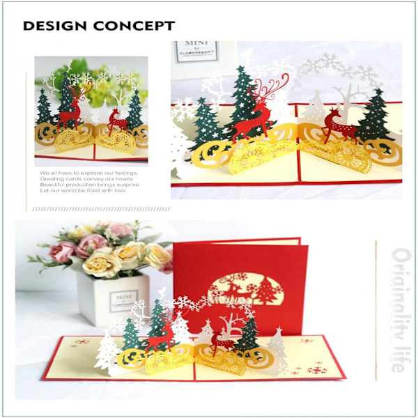 3D Julekort, Pop Up Julekort, Julehilsen Bil