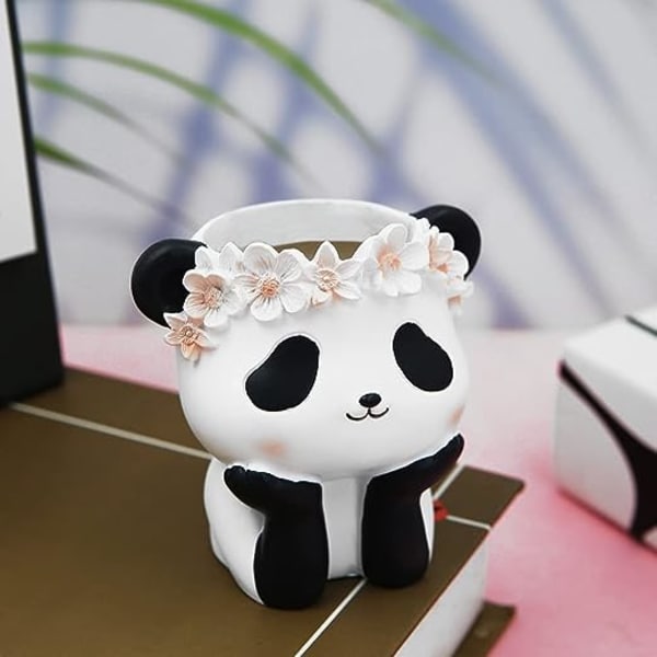 1 st söt panda pennhållare i harts, djurpenna kopp pennhållare P