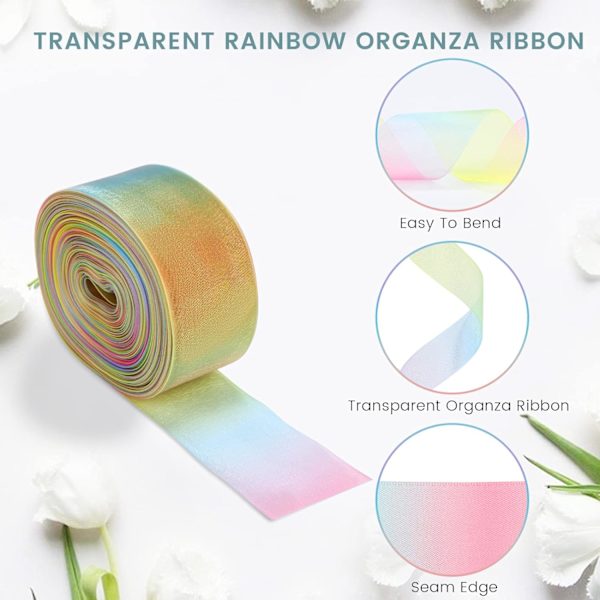 Läpinäkyvä organza-nauha 38mm x 45m, ensiluokkainen glitternauha, sifonki