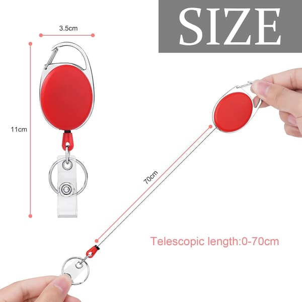 Badge Clip, 6 Retractable Key Rings, Retractable Lanyard with Key