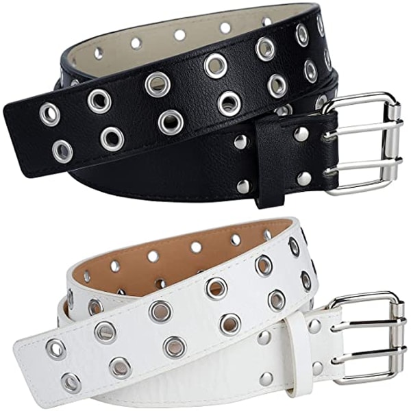PU-nahkainen kaksoisreikäinen vyö Punk-kaksoispiikkinen vyö Unisex-vyö