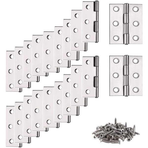 Hengsel, rustfritt stålhengsel, 20 stk små hengsler, hengsel, flatt hengsel, hengsel for hjemmemøbler maskinvare skapbeskyttelsesdør skuff (med 120 stk M4*16mm skruer)