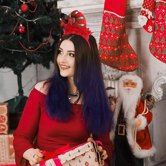 2 stk julehodebånd alv hodebånd flerfarget alv lue hodebånd