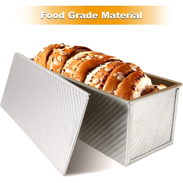Stor Pullman brødform med låg, 1000g / 2.2lb dej non stick Lo