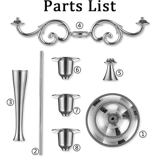 3 Lysestaker for Bryllup, Sink Legering Stearinlys, Spisebord, Ca