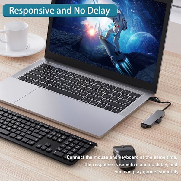 USB 3.0 Hub med 4 porte, USB C til USB 3.0 Hub til MacBook, Mac P