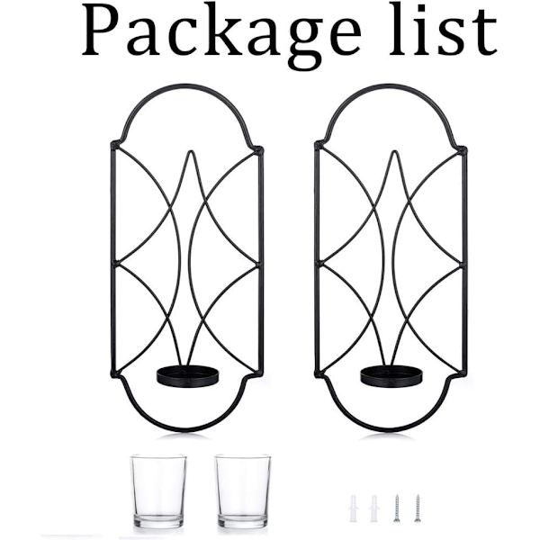 Set med 2 Tealight-hållare Ljusstake Väggmonterad Metall Ljus