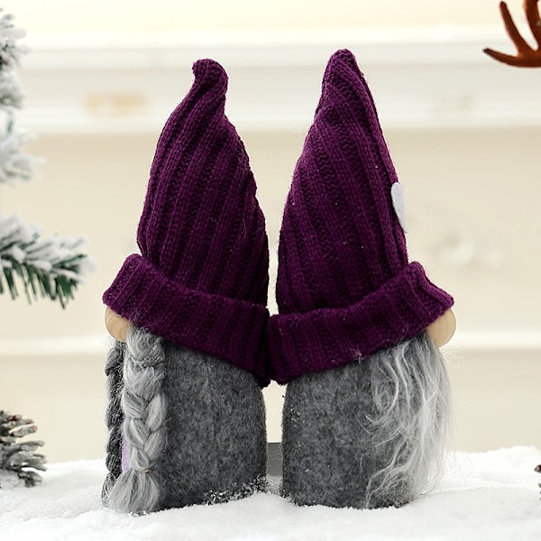 Gnome-pynt Håndlaget Plysj Pynt Lilla Vinter Høytid