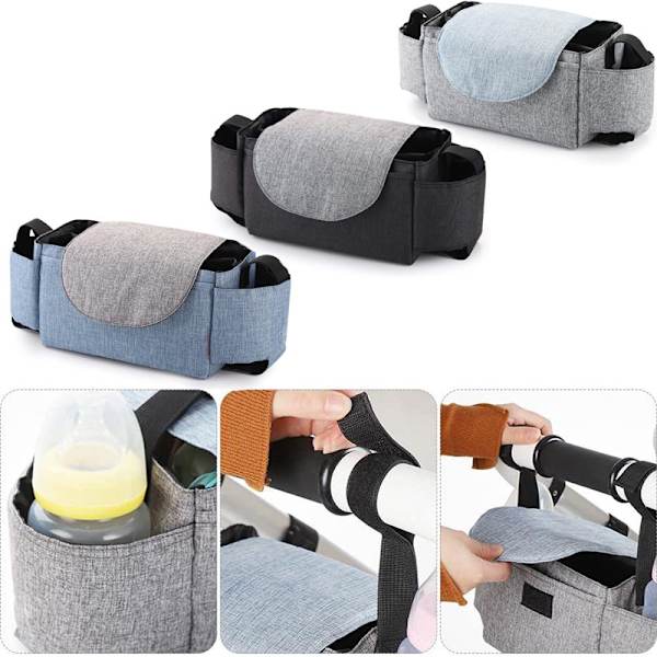 Buggy Organiser Baby Stroller Pram Bag Stor Kapasitet Barnevogn B