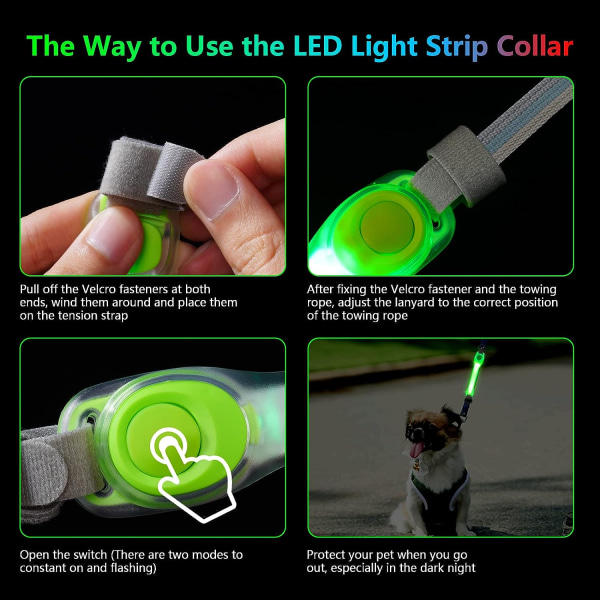 Light Up Leash til Hunde, Vandtæt Blinkende LED Hundehalsbånd med