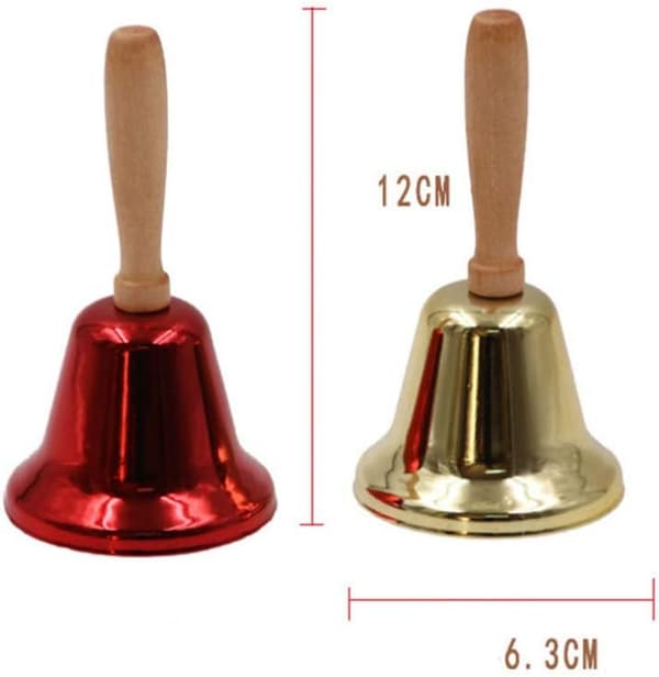 2 st (Guld+Röd) Jul Mental Handklocka Med Trähandtag Xm