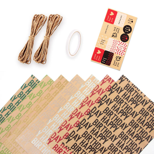 7 Kraft Presentpapper, Presentpapper för födelsedagar, Retro Present