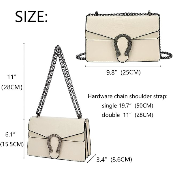 Naisten crossbody-iltapussi - Käärmeennahkainen nahkainen laukku
