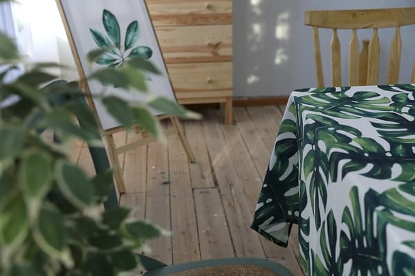 Drizzle Duk - Monstera Palm Grønt Blad Rektangulært Bord