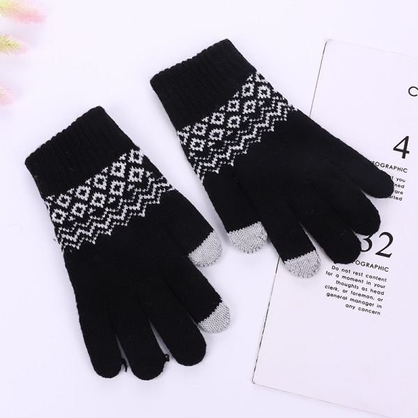 2 Pairs Women's Gloves Winter Warm Touch Screen Gloves Knitted So