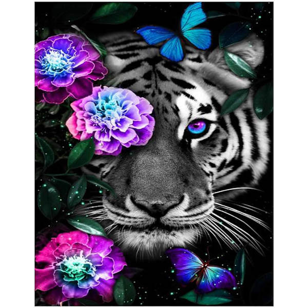 30x40cm Diamantmålning Tiger, Diamantmålningssats för vuxna, D