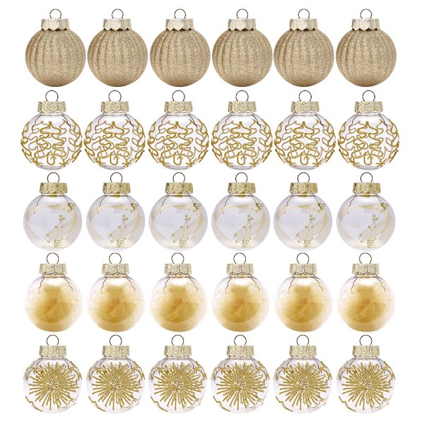 30 st röda och guld julgranskulor för julgransdekoration 6c