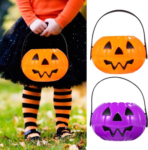 Sæt med 2 Halloween græskar spand slik spand Jack-O-Lantern Tri