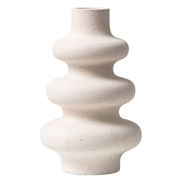Dekorativ keramisk vase, håndlavede tørrede blomster, mat beige, mod