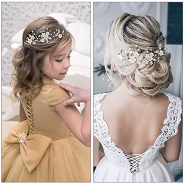 (5 kpl:n pakkaus) Bride Wedding Flower Hair Pins Pearl Bridal Hair Piec