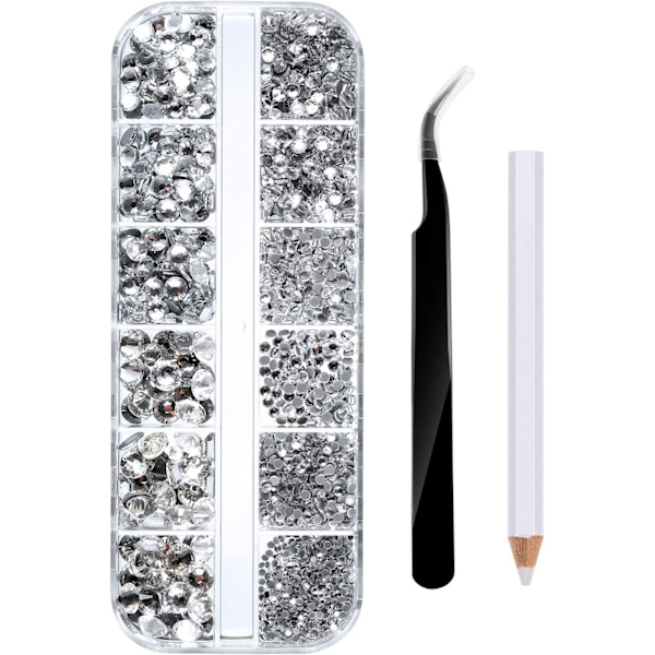 2000 kappaletta Rhinestone litteä lasi pyöreä kristallikorukiviä ovat