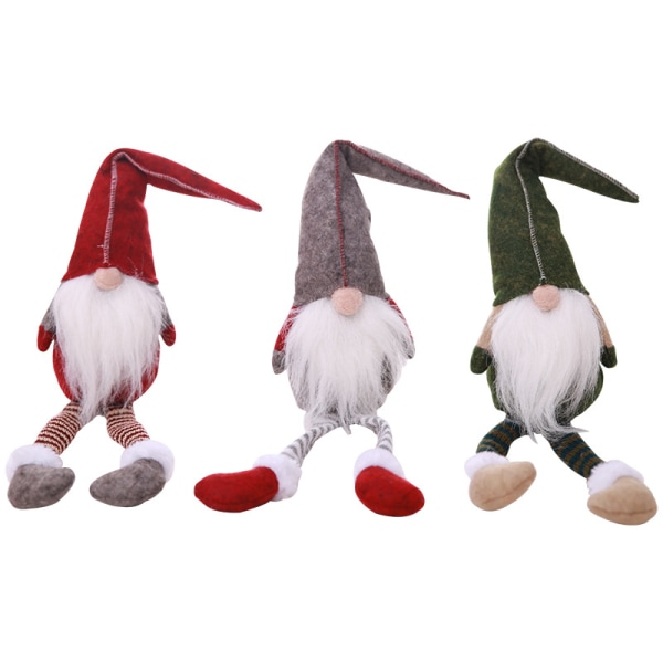 Christmas GNOME Plyschdekorationer 3-pack - Handgjorda svenska Tomt
