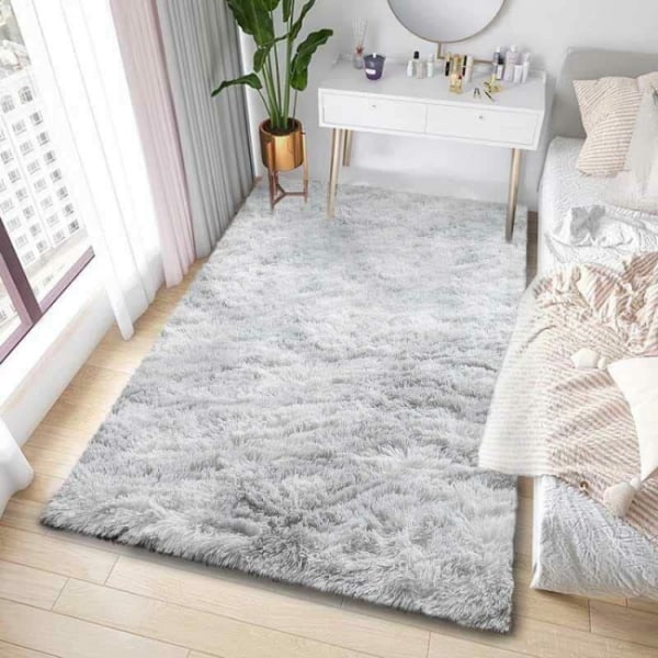 50 x 80 cm Tapis de Salon Shaggy 50 x 80 cm en Peluche Gris Fiber de