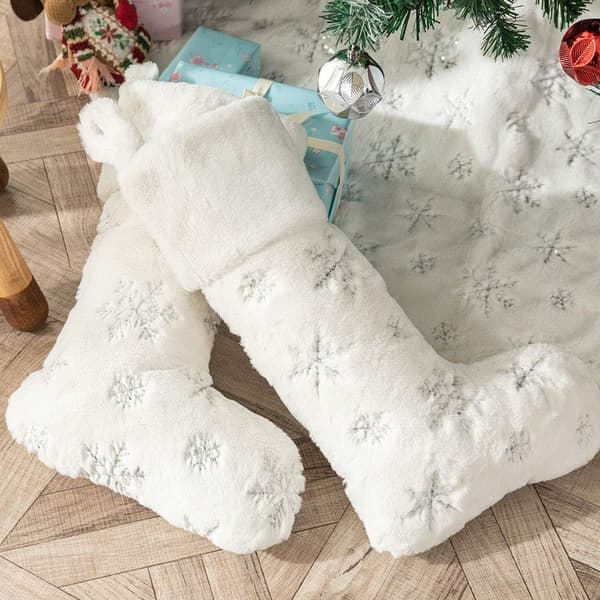 Plysj Julepynt Strømper 2stk Hvit Strømpe Gave Christ