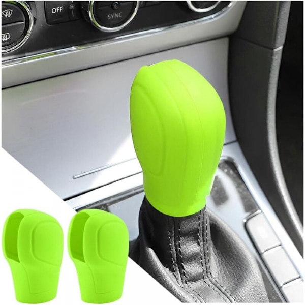 (Green) 2Pcs Universal Silicone Gear Shift Knob Cover, Car Gear S