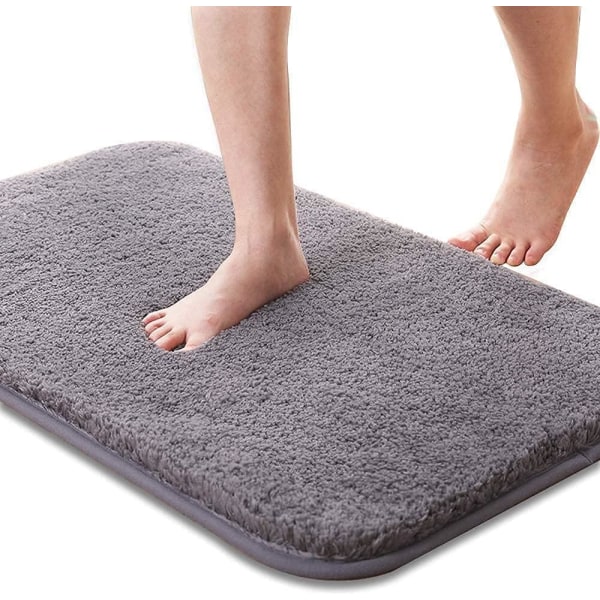 Grå badrumsmatta absorberande halkfri, mjuk och hudvänlig, tvättbar