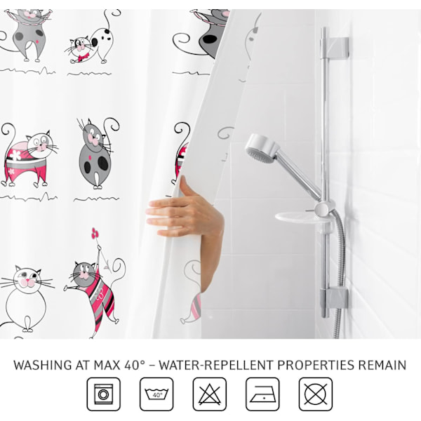 Rolig katt dusch och bad gardin i vattentät polyester med 1