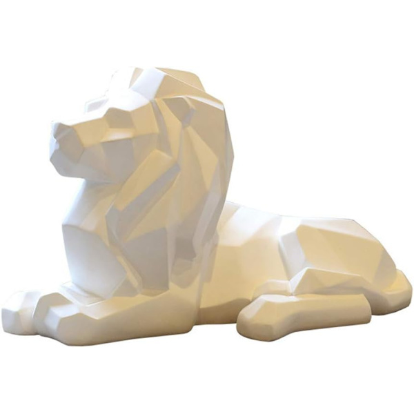 1 stk. løveskulptur ornamenter, geometrisk skulptur harpiksleopard