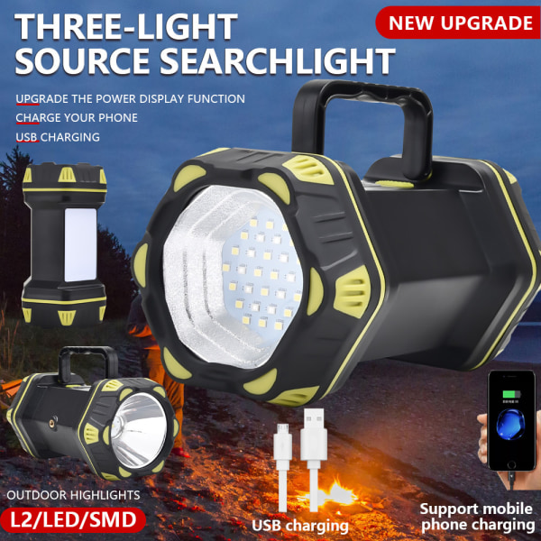Kraftig lommelygte lanterne genopladelig LED camping lanterne 8 Mo