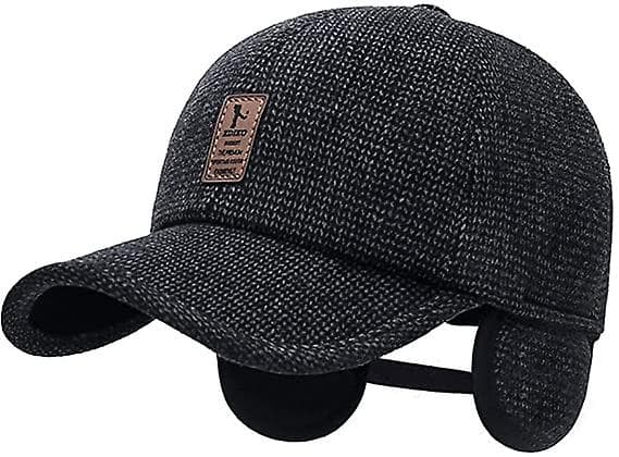 Sort varm golfhat til mænd vinterhat udendørs justerbar baseball