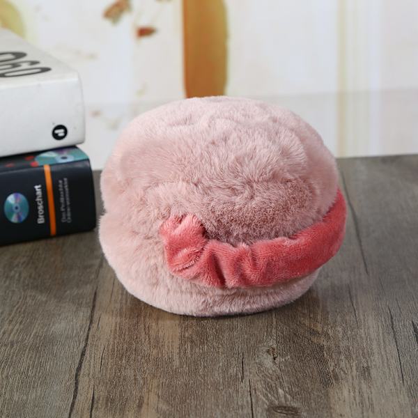 Rosa hopfällbara plysch-öronmuffar, vintervarma öronmuffar mjuka justerbara