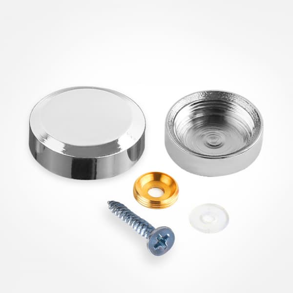 4 st/set silver runda keps glasram utan spegelskruv