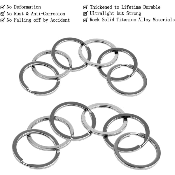 100 kpl avaimenperän renkaat, 25 mm ja 28 mm metalliseosavaimenperän renkaat