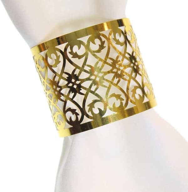 Gull 100 stk Premium Serviettringer Laser Cut Foliepapir Serviettholder