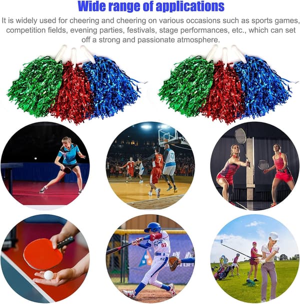 6 stk. Cheerleading Pompoms Multicolor Farvede Cheerleader Pomp