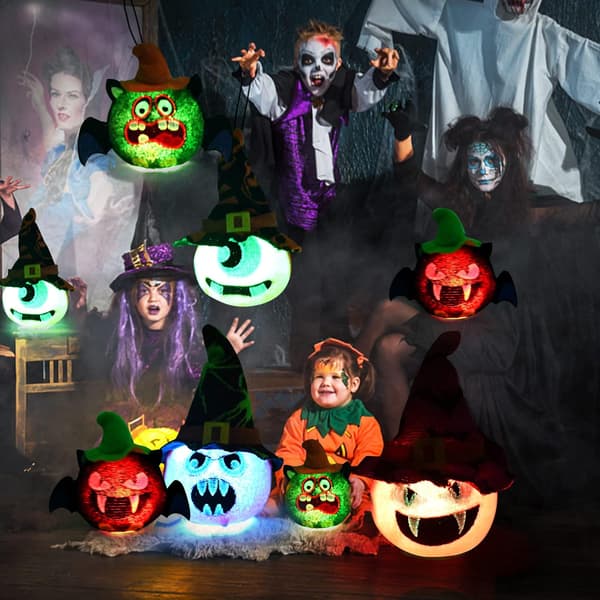 5 stk Halloween lysende gresskarlykt med LED-lys