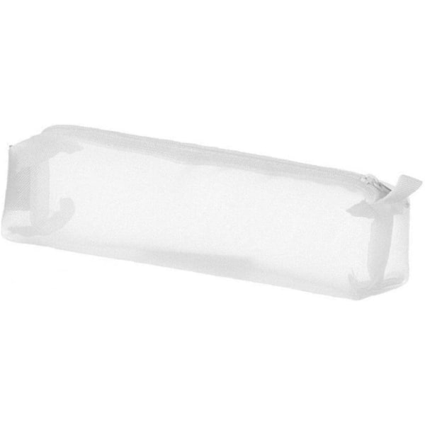 Vit pennfodral i mesh med dragkedja, transparent pennfodral i nylonmesh