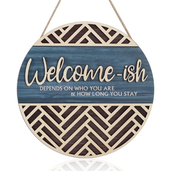 3D Welcome Hanging Sign Plaque for Front Door Wall Decor, Funny W