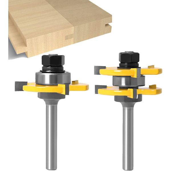 2 stk. 8MM skaft Matched Tongue and Groove Cutter Set 3 Flute T Sha