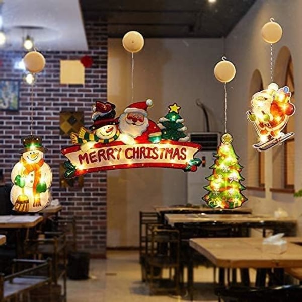 LED-sugkoppstomtelampa, ljusslinga julskyltfönster-C